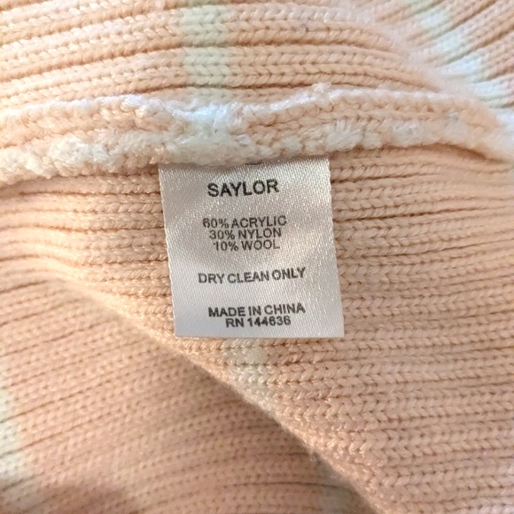 Saylor Reformation Pink White Stripped Ribbed Knit Wool Crewneck Balloon Sleeve - Picture 8 of 8